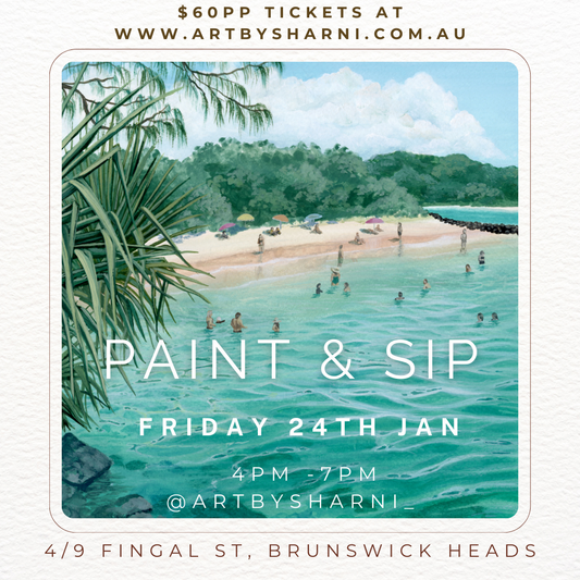 Paint & Sip: FRIDAY 24th JANUARY - "High Tide” @ Art by Sharni POP-UP, Brunswick Heads